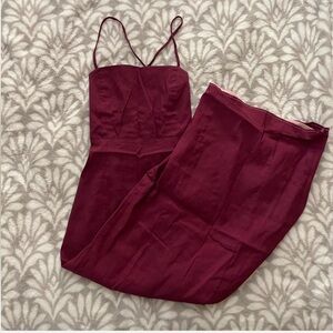 Zara Burgundy Spaghetti Strap Dress